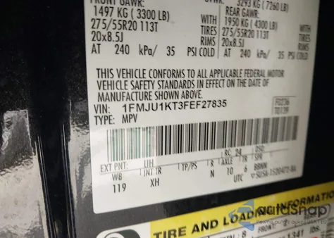 2015 Ford Expedition Limited z USA, uszkodzony, nr VIN 1FMJU1KT3FEF27835